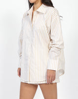 Striped Button Up Almond // Brunette the Label