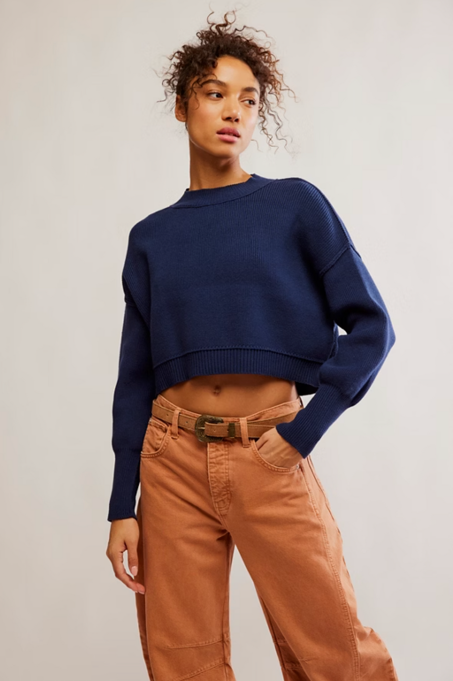 Free People Easy Street Crop Pullover // Navy – Jenny in the City