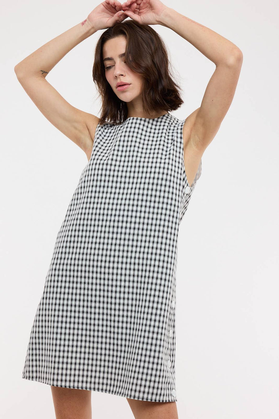 Gingham Plaid Mini Dress // Black/White