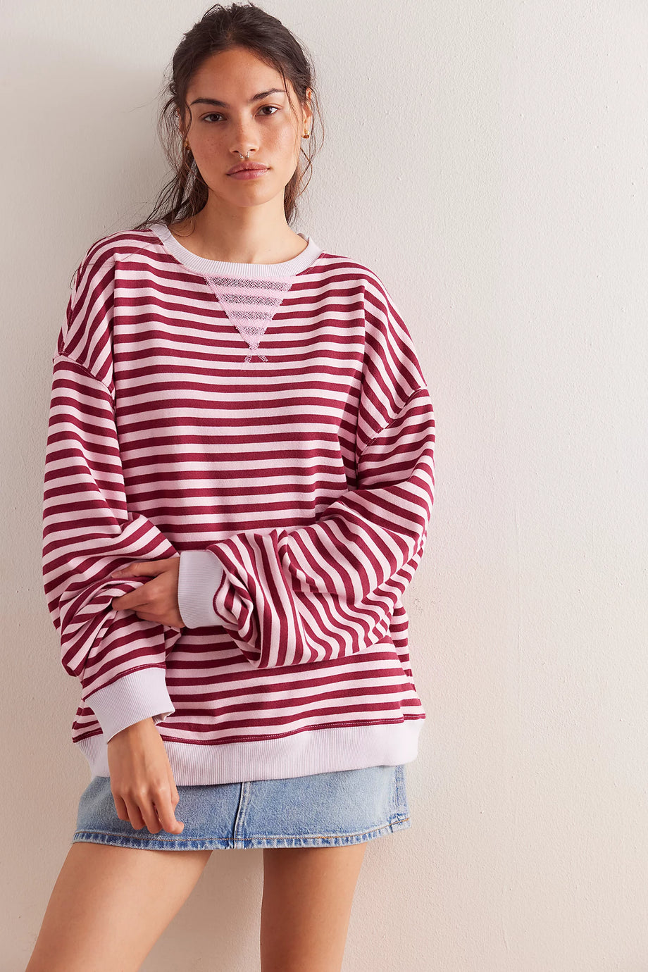 Free People Classic Stripe Crew // Raspberry Combo – Jenny in the City