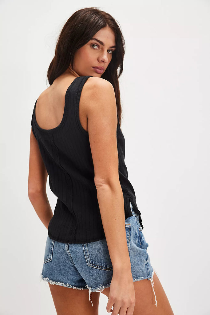 フリーピープル Free People Care Bryson Henley Tank レディース シャツ トップス Black Free People Bryson Cotton Rib Henley Tank | Nordstrom