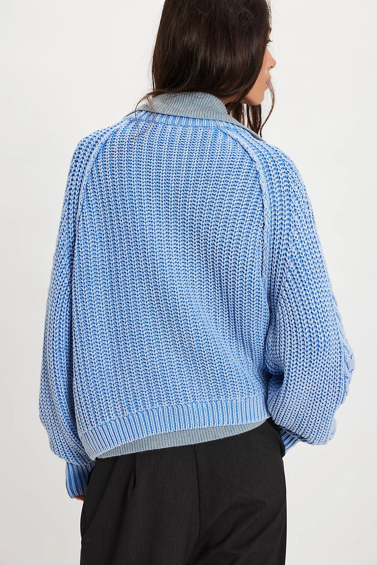 Free People Frankie Cable Knit Sweater L / Della Robbia Blue Free People Frankie Cable Knit Sweater L / Della Robbia Blue