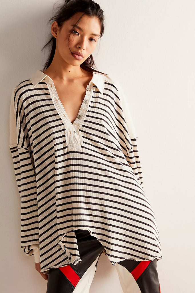 Free People Striped Polo